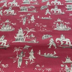 10 Yards Pagoda Road Upholstery Drapery Fabric in Azalea Chinoiserie Toile